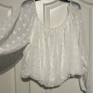 Crop white polyester dress shirt